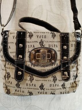 U.S. Polo Assn. Beige and Black Logo Crossbody Bag